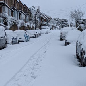 Snowy scene looking towards Hillsborough from Walkley Bank Road